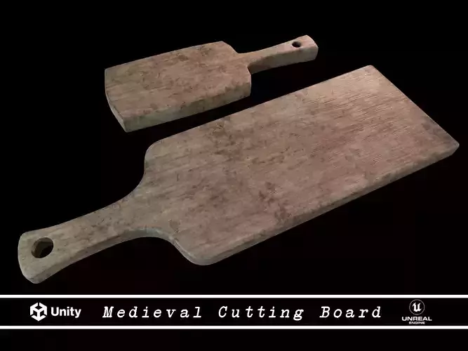 Medieval Cutting Board - Wood Cutting Board Low-poly 3D model