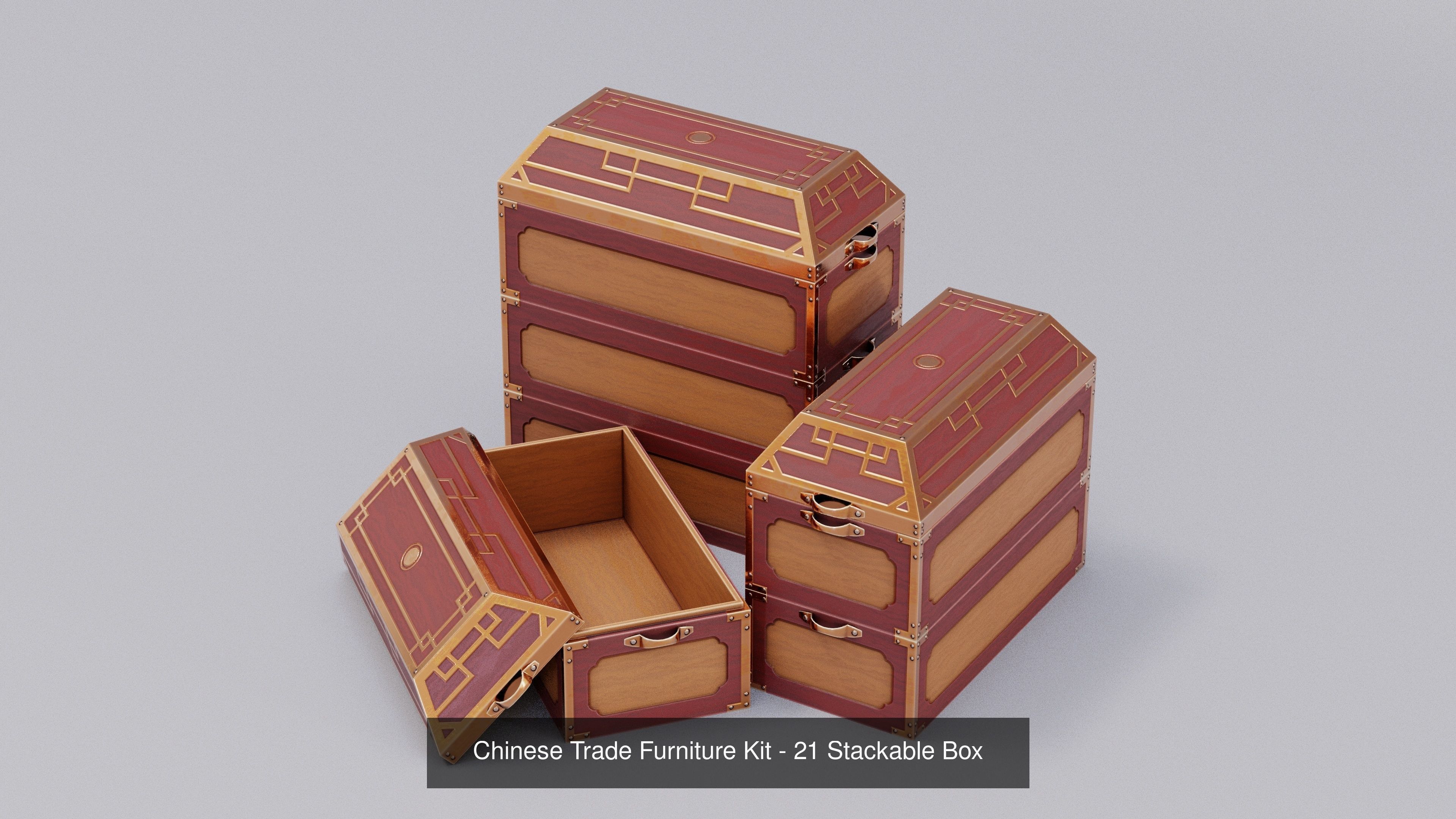 Ch 00 Chinese Office Furniture Kit 3D Model Collection_41