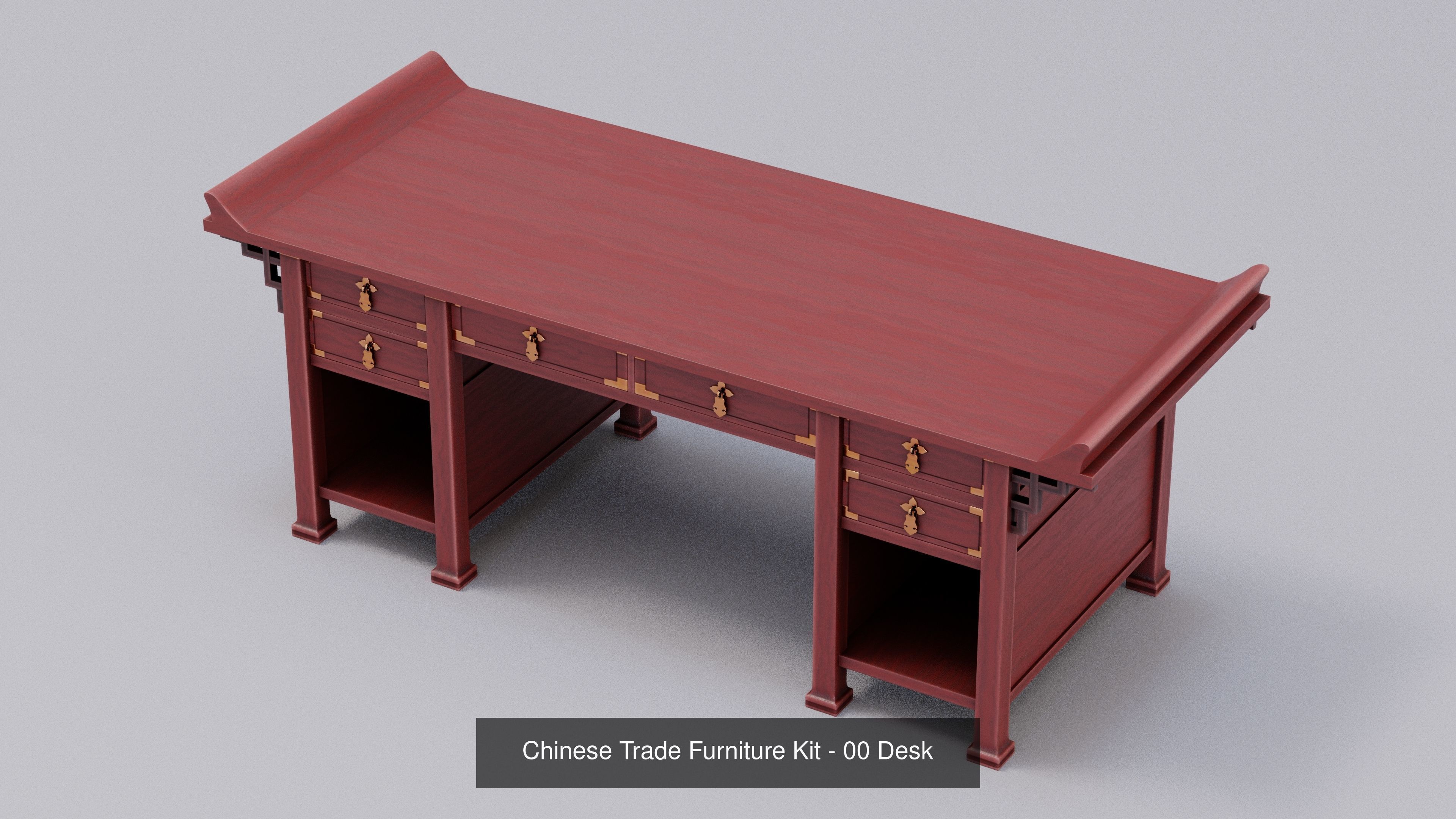 Ch 00 Chinese Office Furniture Kit 3D Model Collection_4