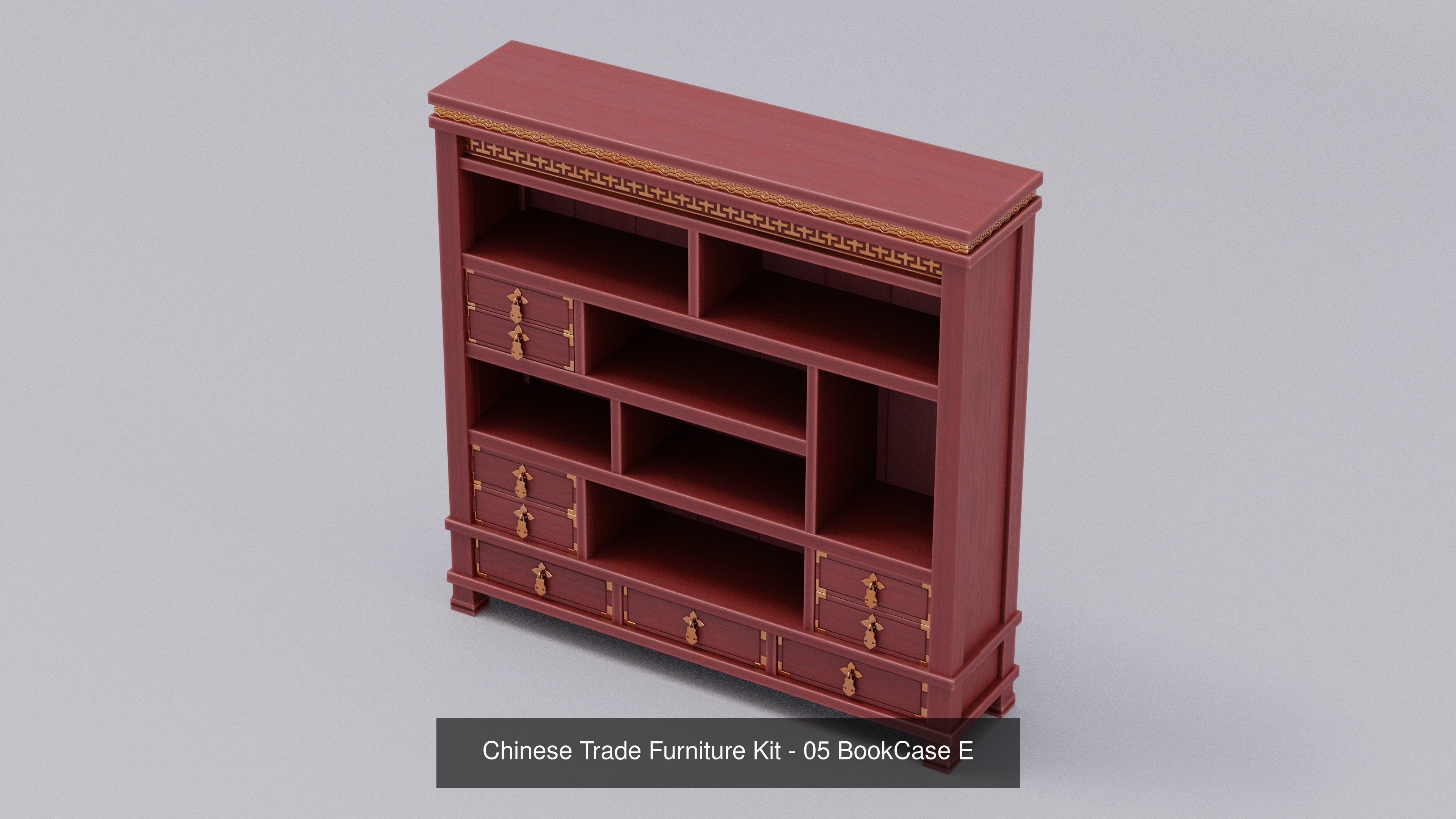 Ch 00 Chinese Office Furniture Kit 3D Model Collection_16