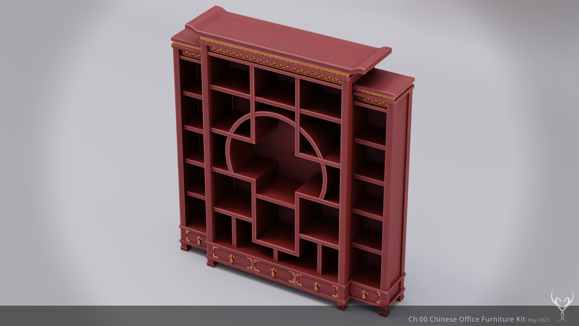 Ch 00 Chinese Office Furniture Kit 3D Model Collection_29