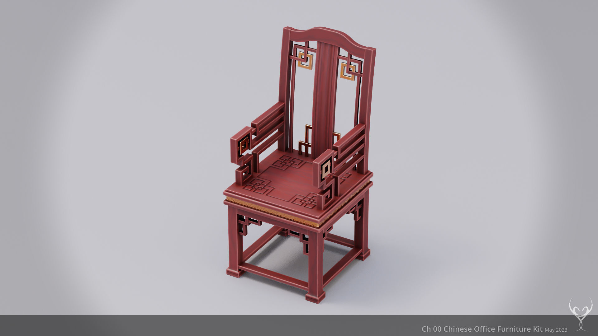 Ch 00 Chinese Office Furniture Kit 3D Model Collection_27