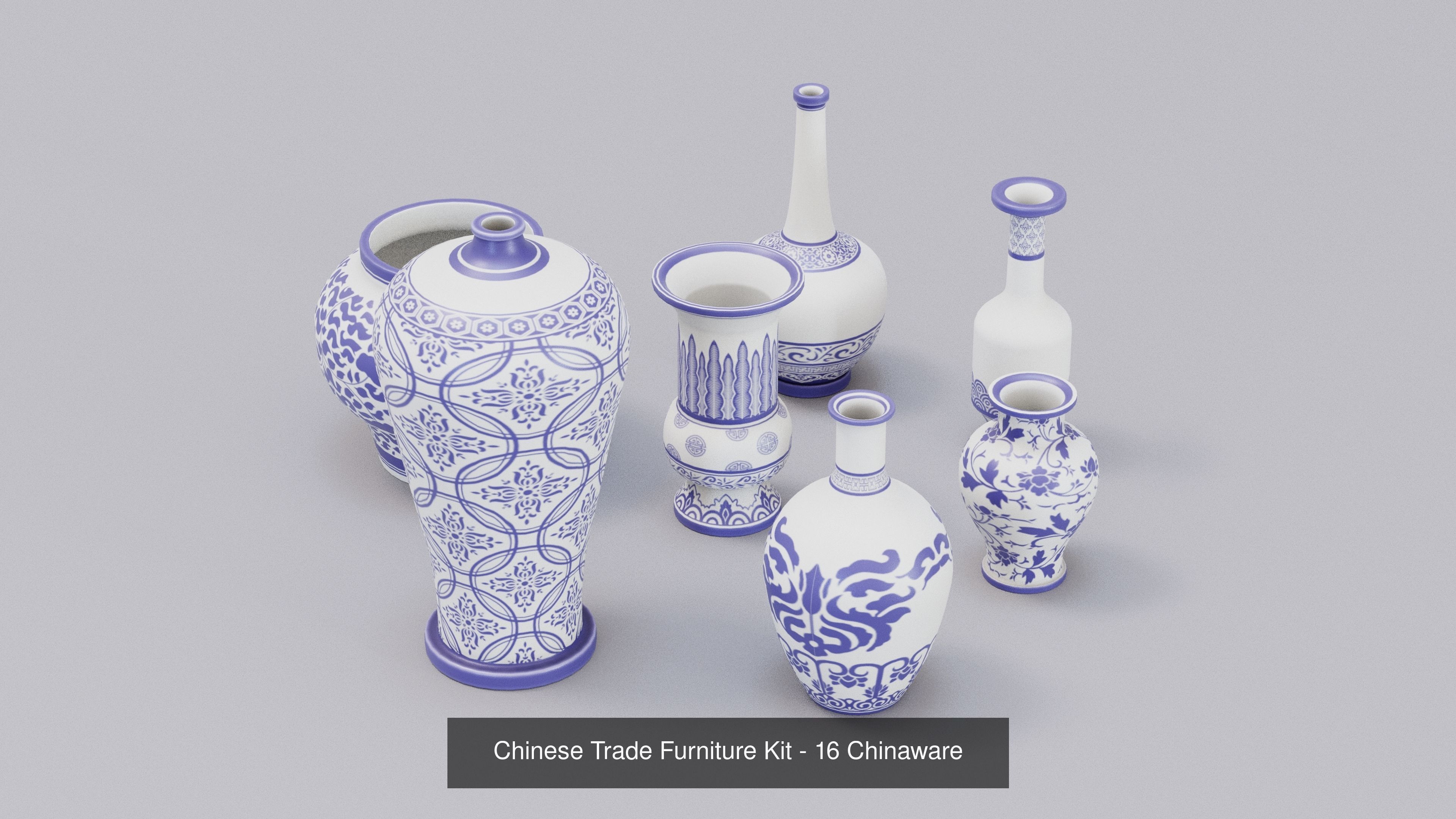 Ch 00 Chinese Office Furniture Kit 3D Model Collection_36