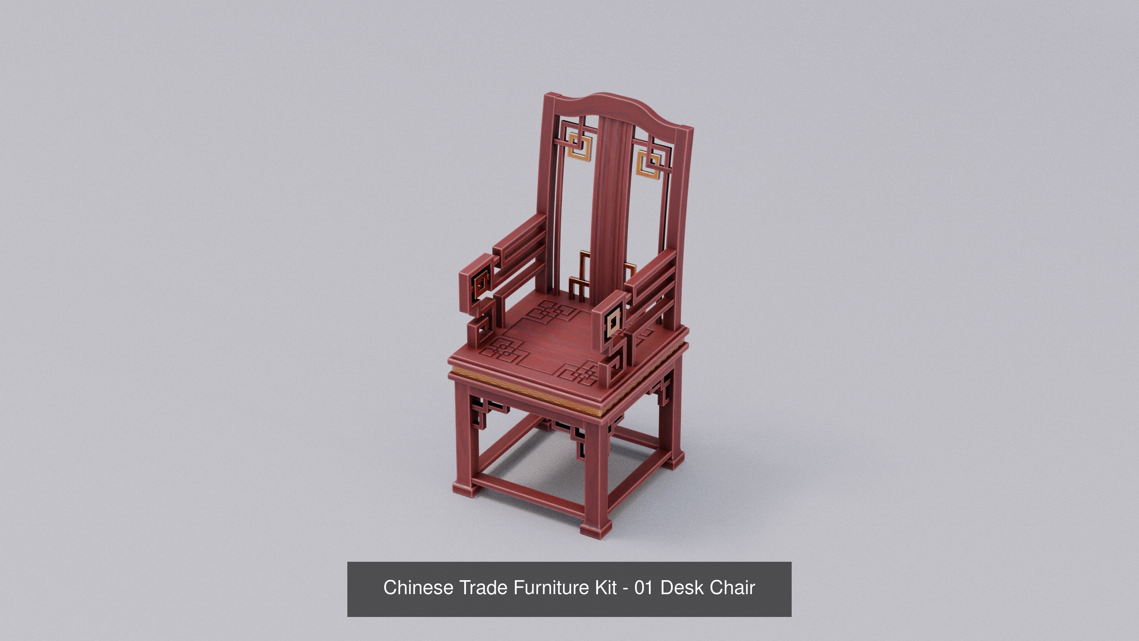 Ch 00 Chinese Office Furniture Kit 3D Model Collection_6