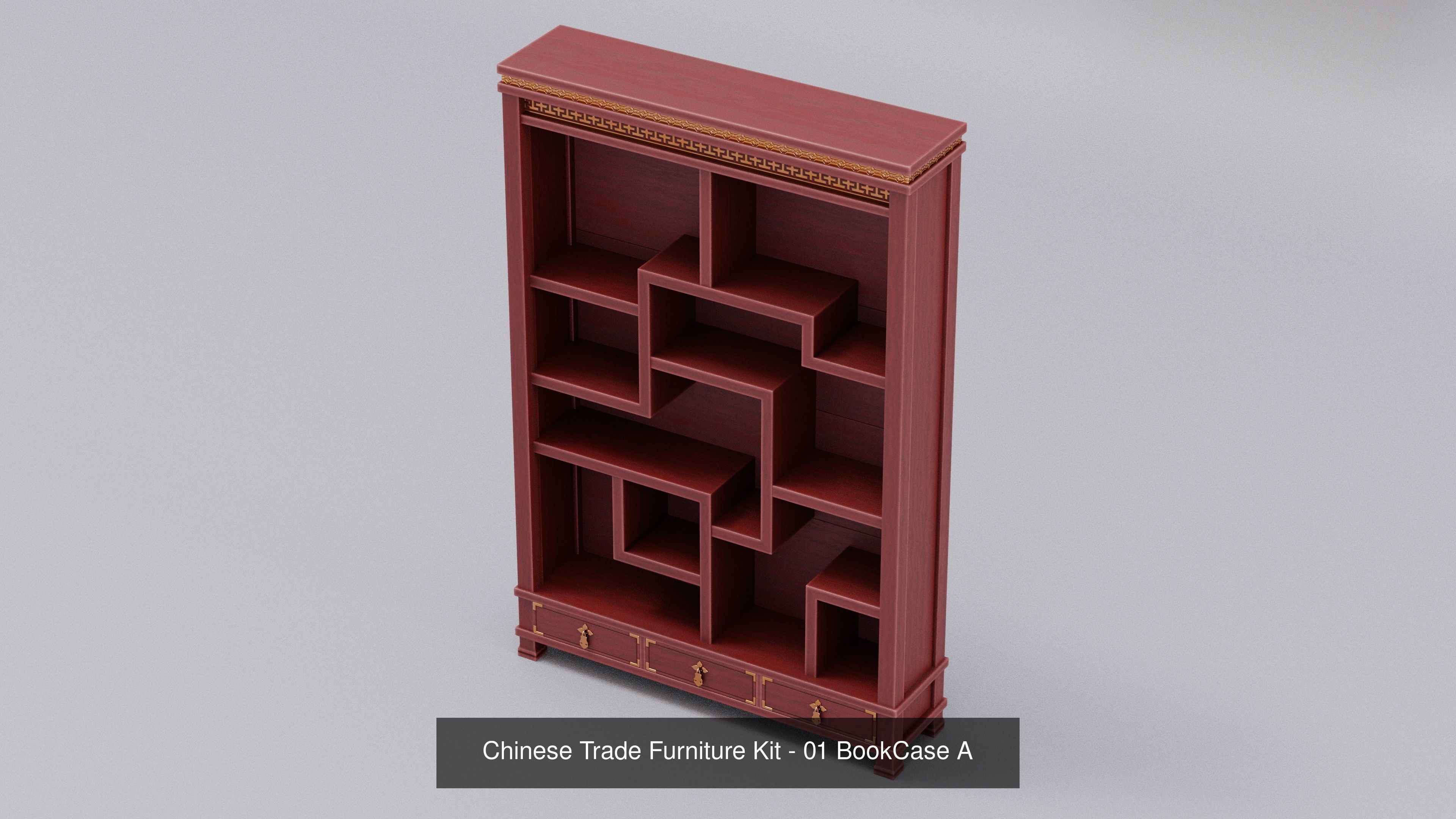 Ch 00 Chinese Office Furniture Kit 3D Model Collection_8