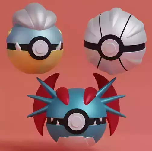 Pokemon Bagon Shelgon Salamence Pokeball 3D print model