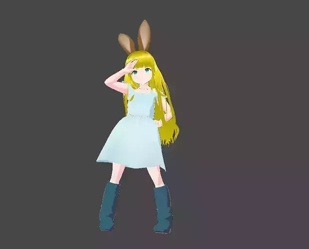 cute little girl 3D character in vroid studio Low-poly 3D model
