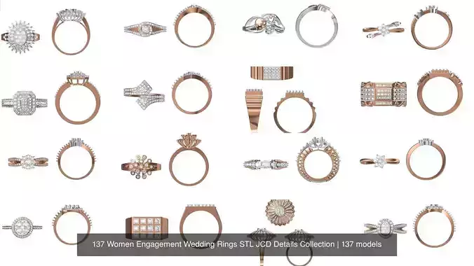 137 Women Engagement Wedding Rings STL JCD Details Collection