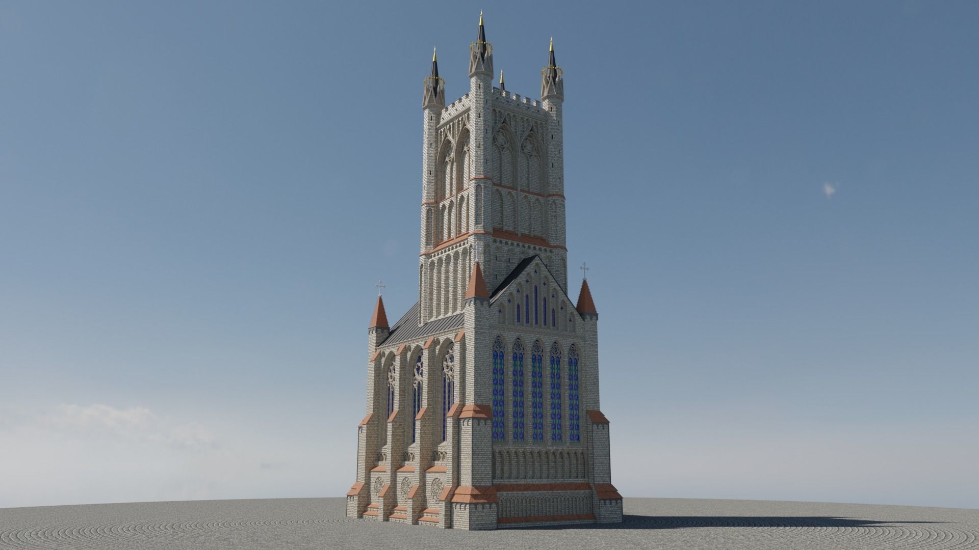 English gothic church 3D model_8
