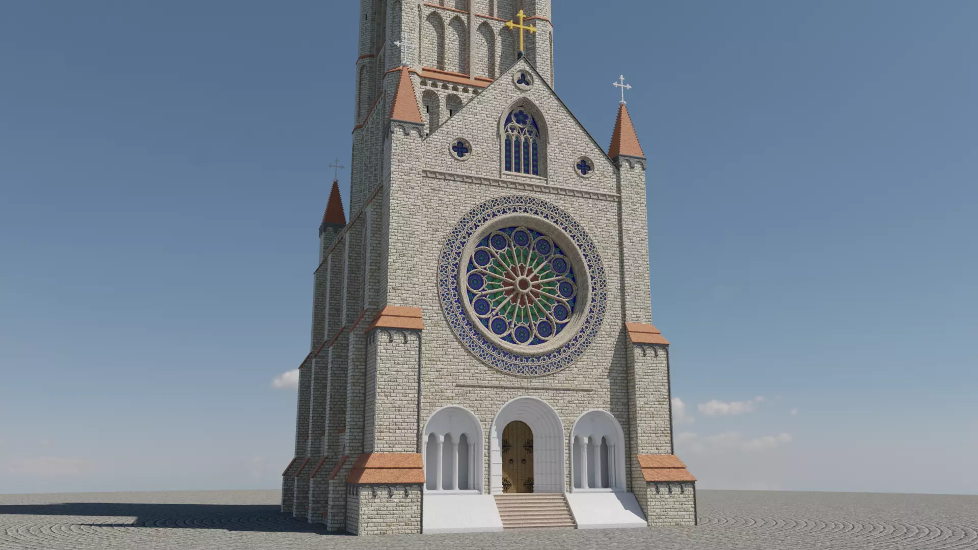 English gothic church 3D model_0