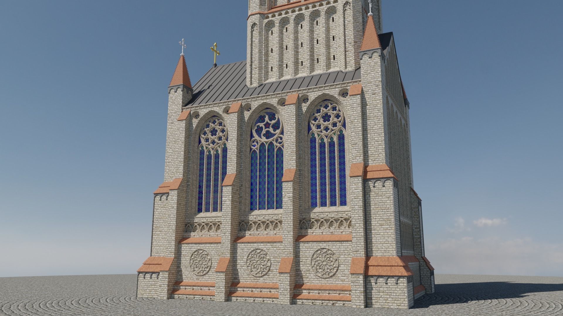 English gothic church 3D model_2