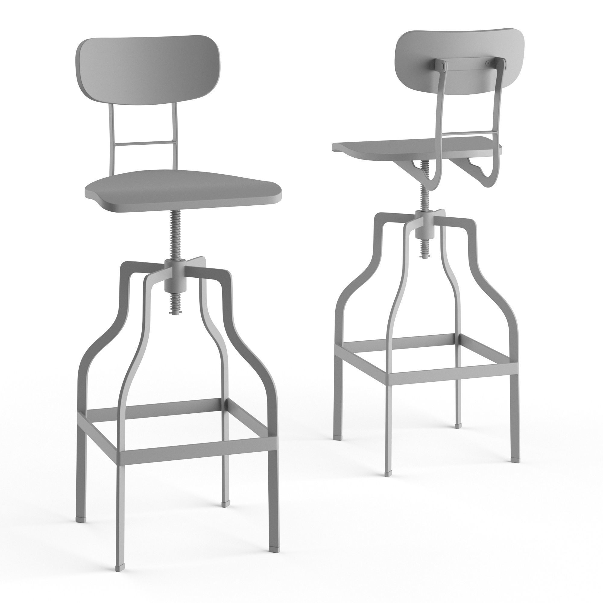 Retro Barstool RendezVousDeco Adjustable 66-85 cm 3D model_9