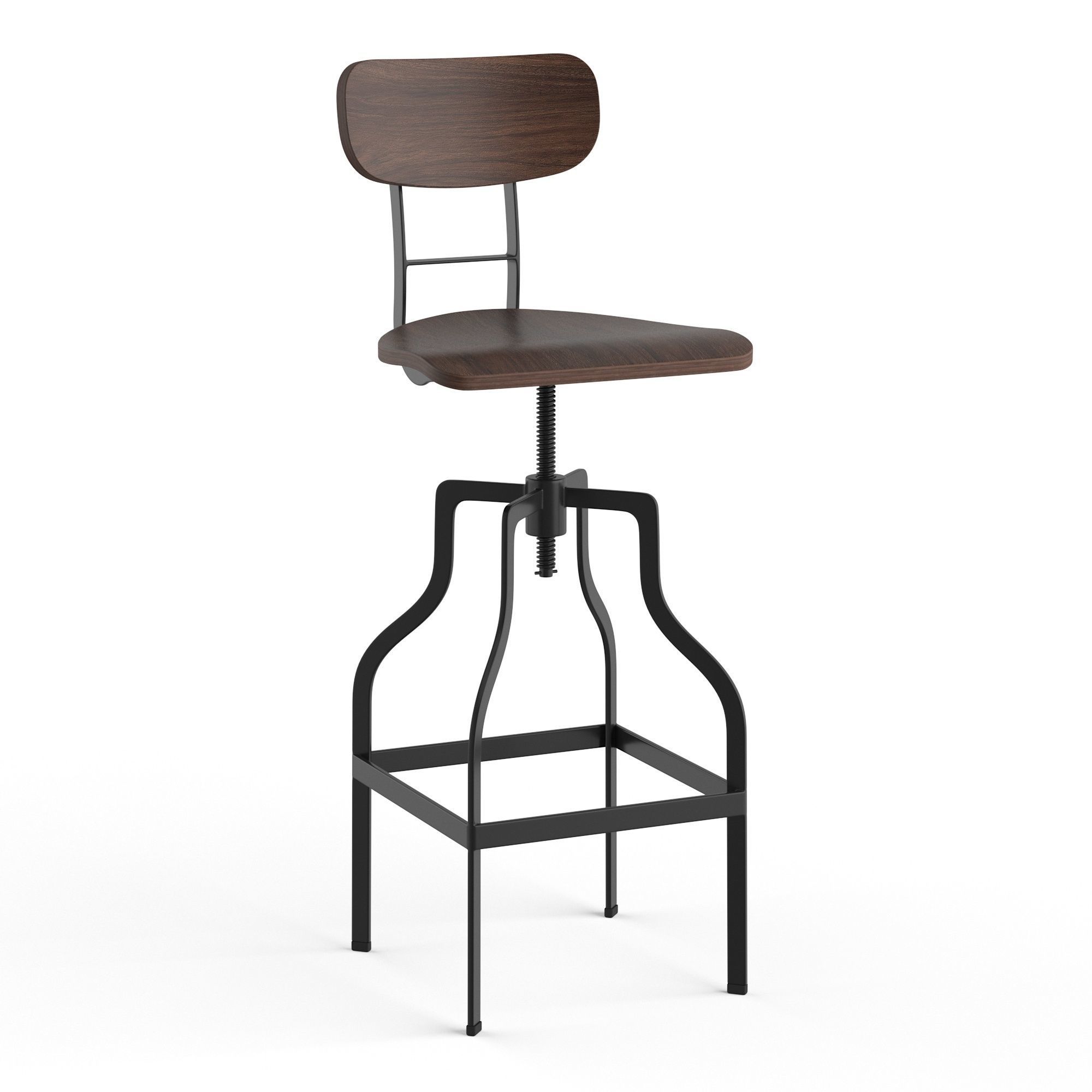 Retro Barstool RendezVousDeco Adjustable 66-85 cm 3D model_2