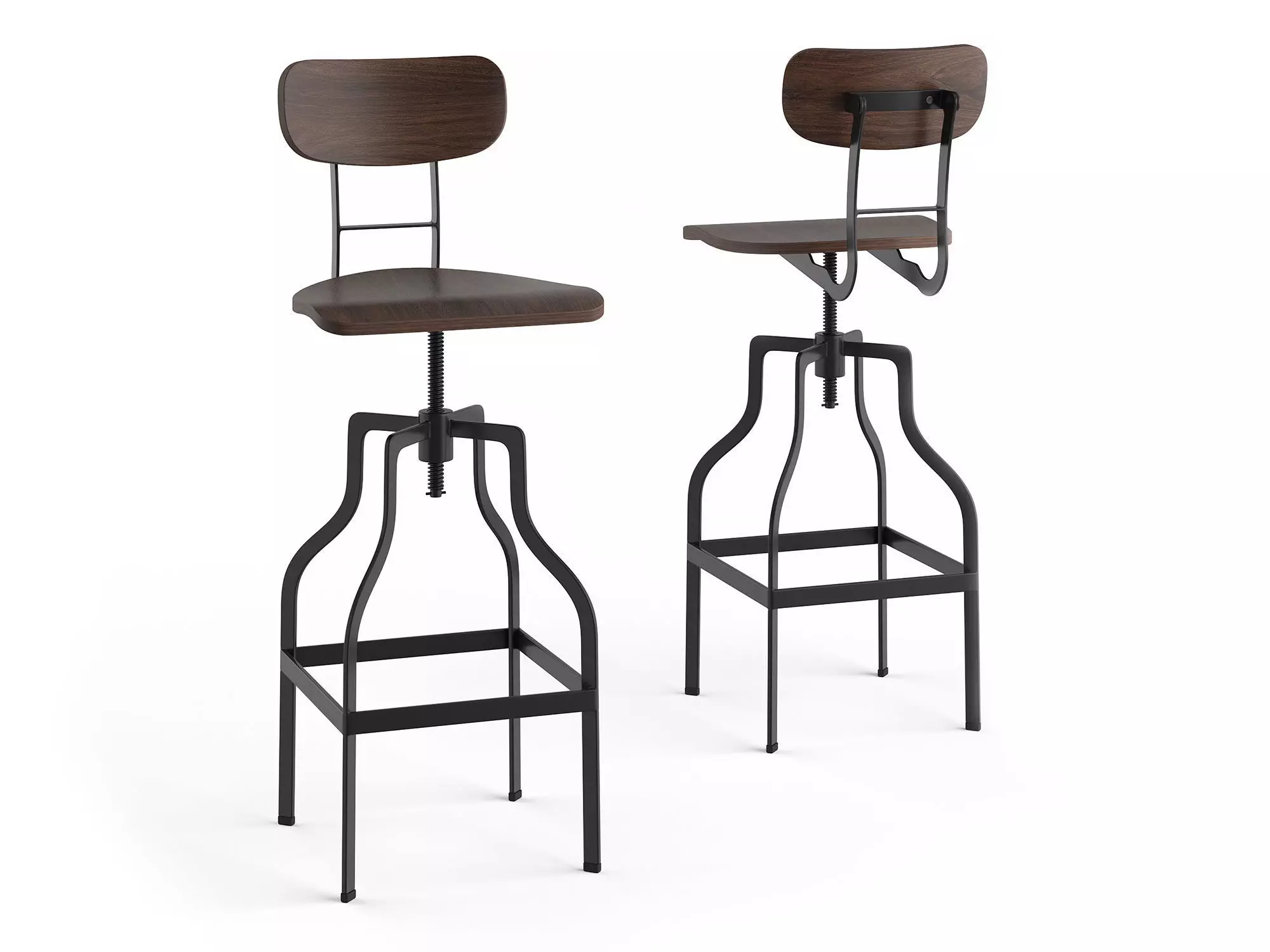 Retro Barstool RendezVousDeco Adjustable 66-85 cm 3D model_0