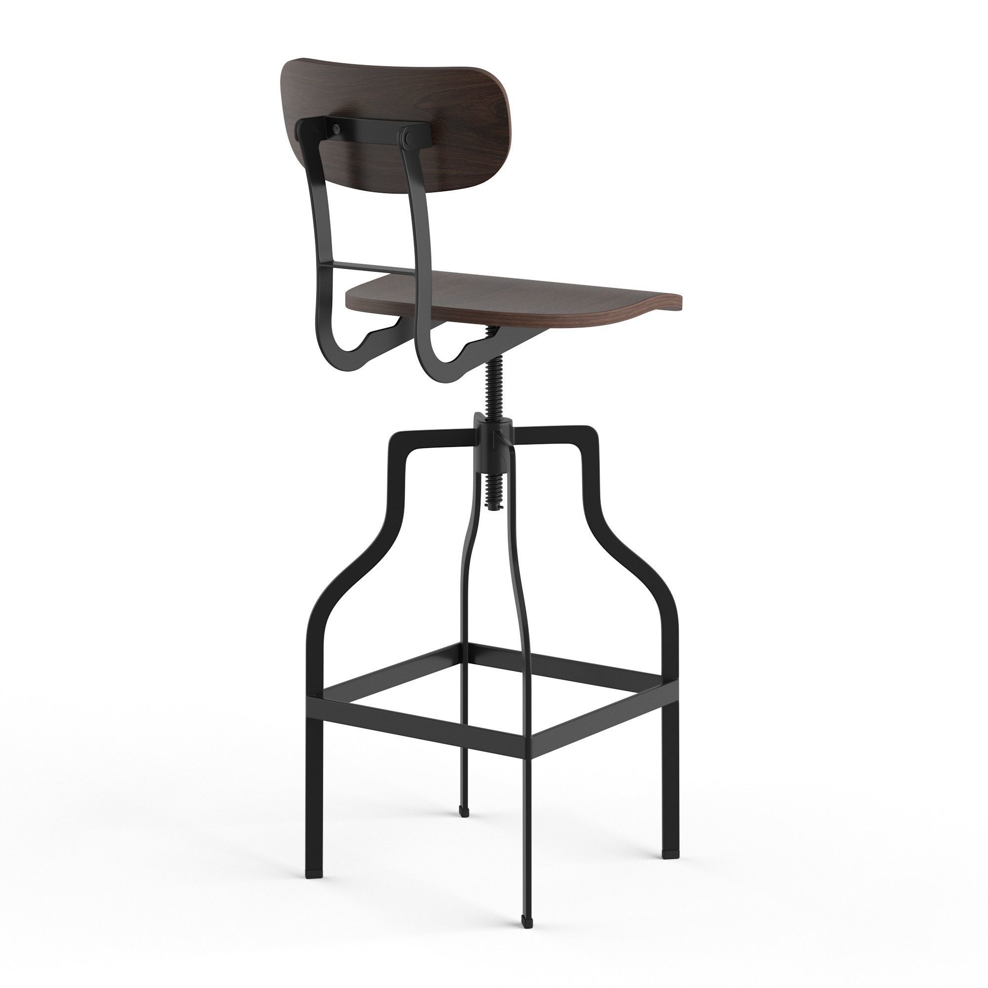 Retro Barstool RendezVousDeco Adjustable 66-85 cm 3D model_4