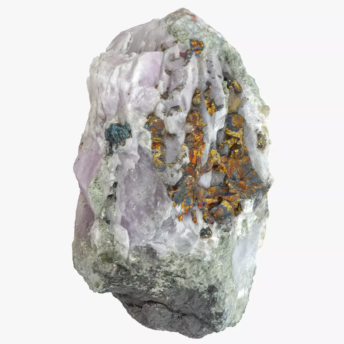 Amethyst with chalcopyrite Low-poly 3D model_0