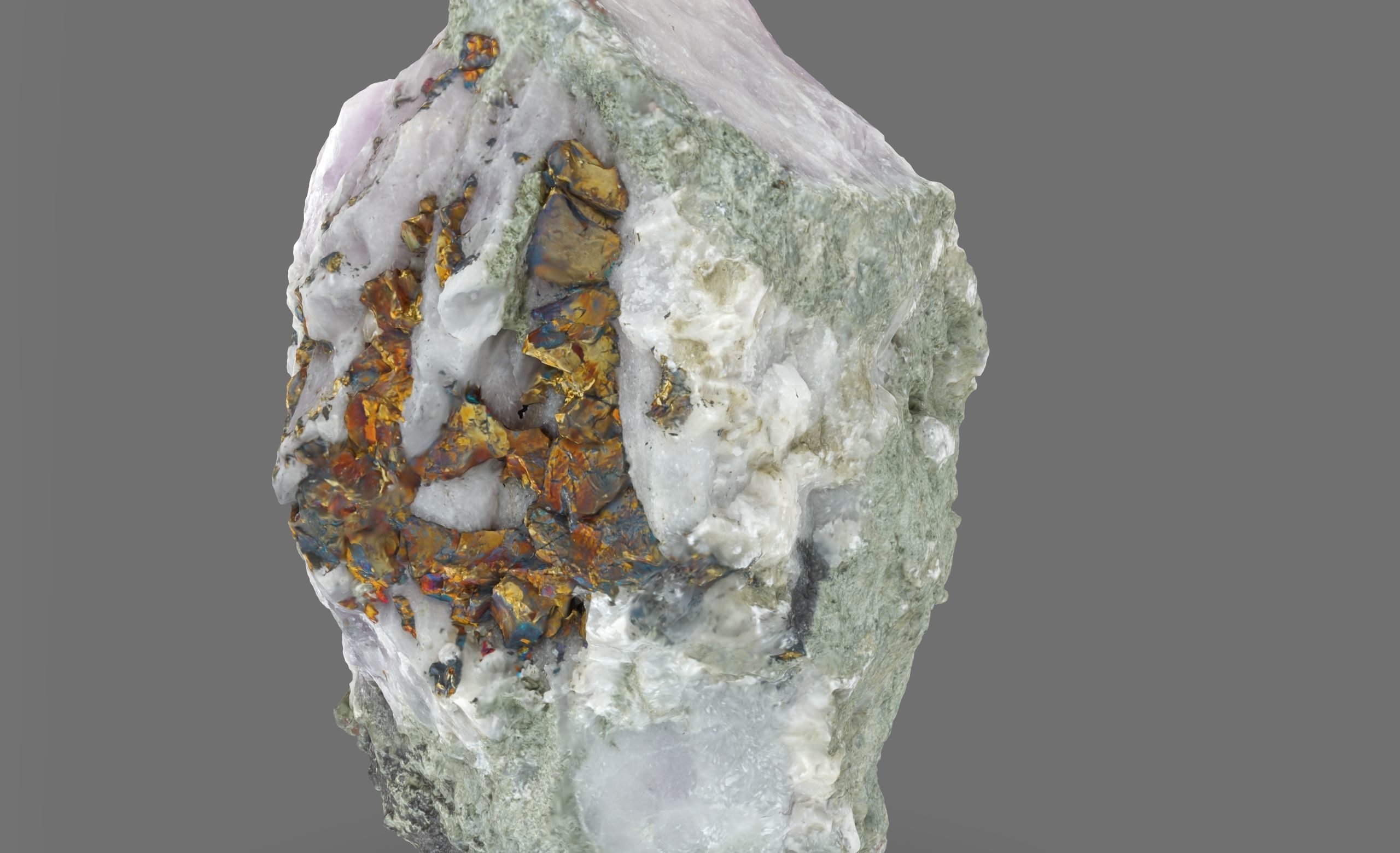 Amethyst with chalcopyrite Low-poly 3D model_2