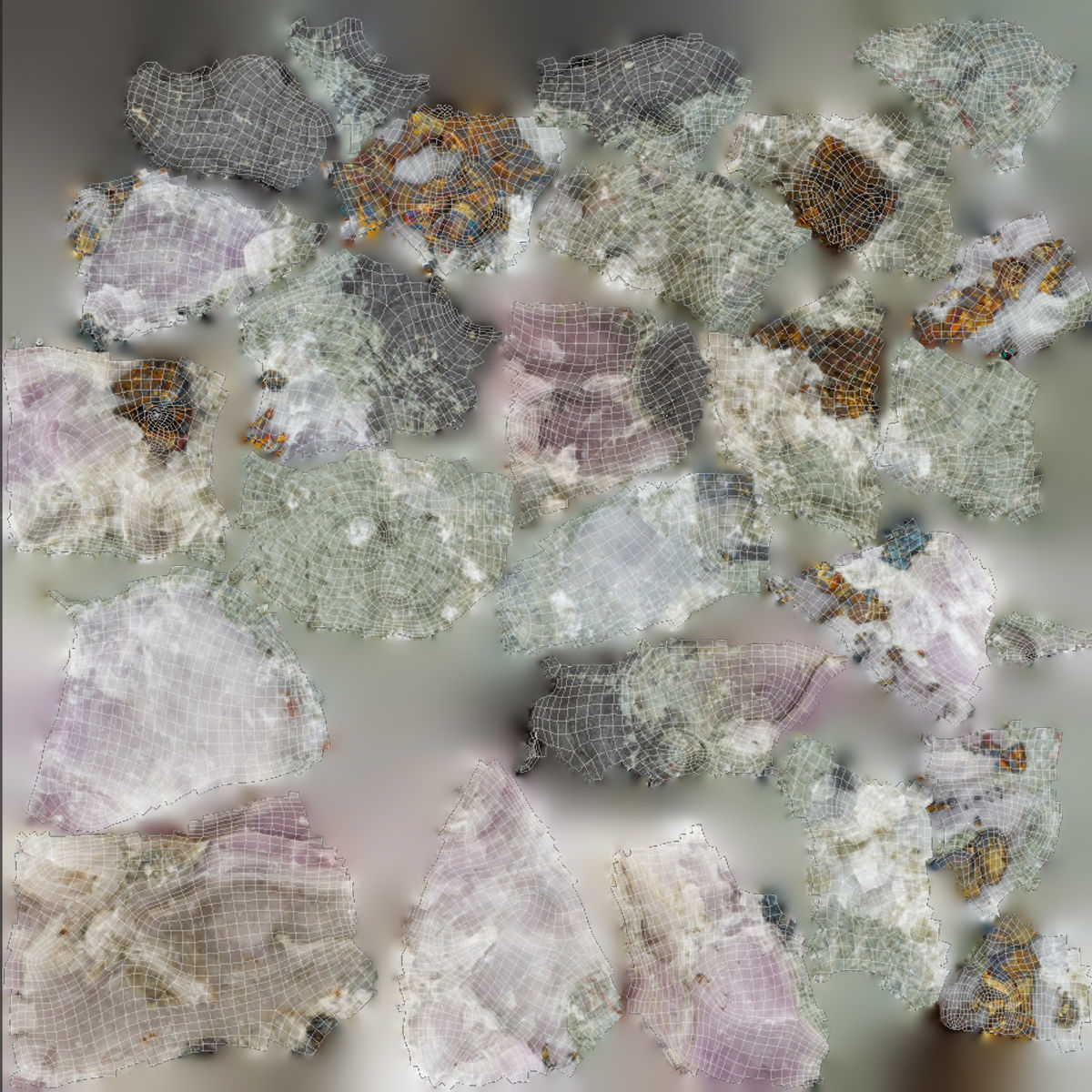 Amethyst with chalcopyrite Low-poly 3D model_8