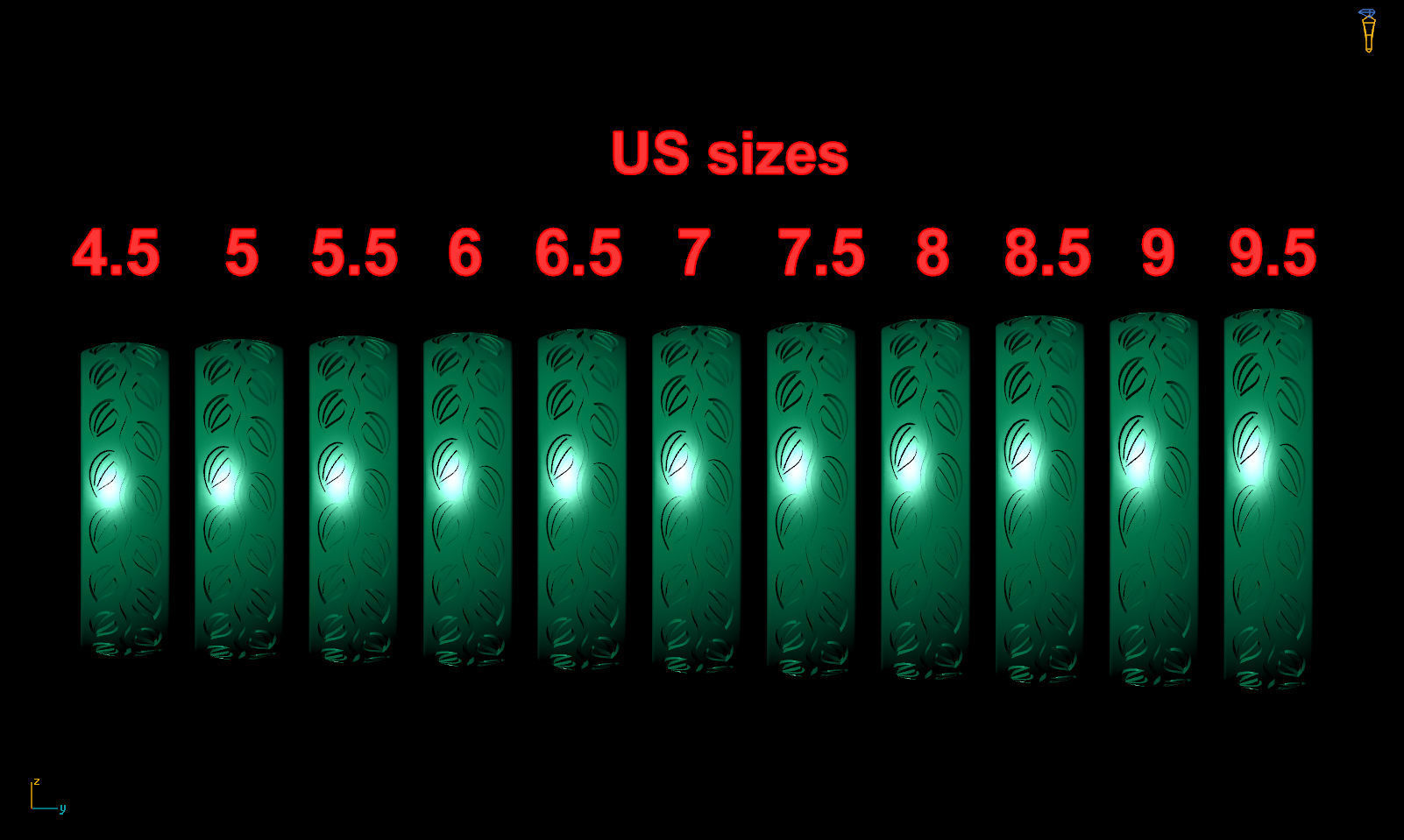 Flower pattern ring R 0344 printable 3d model 3D print model_21