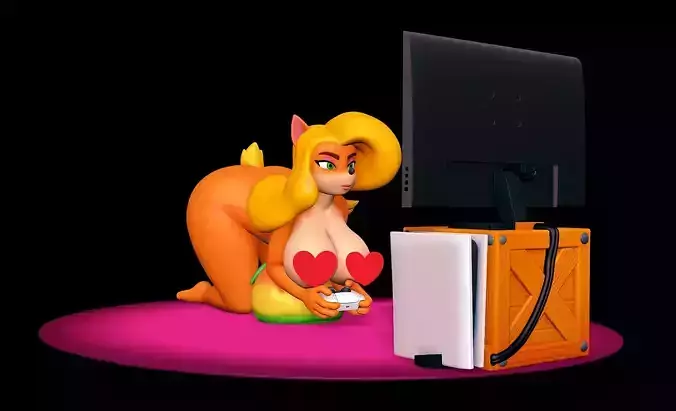 Tawna Playing Video Game - NSFW  3D print model