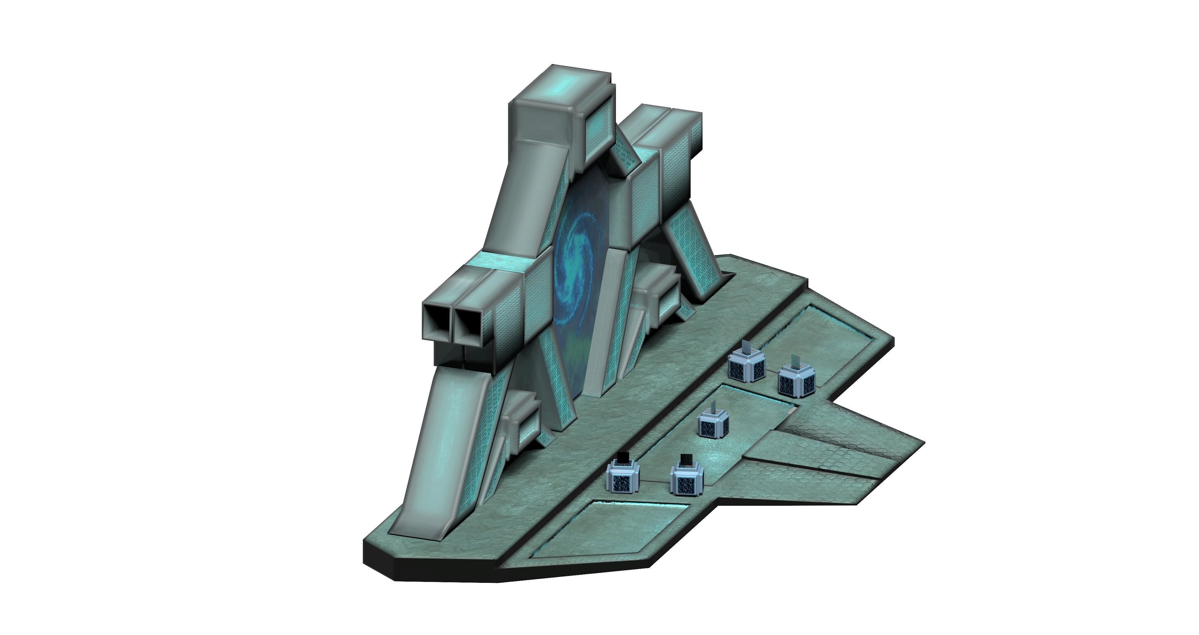 Lowpoly stargate game asset door Low-poly 3D model_5