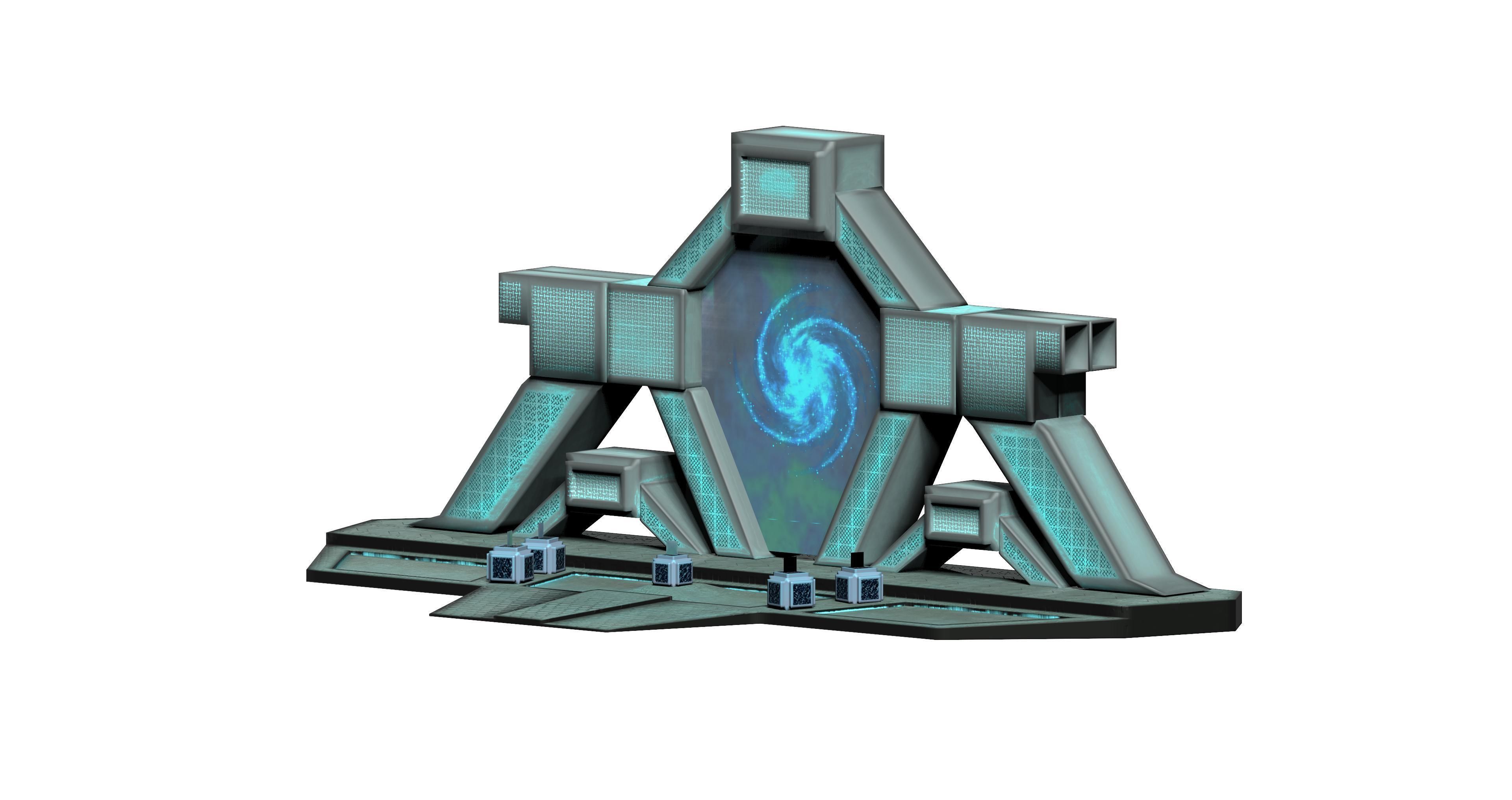 Lowpoly stargate game asset door Low-poly 3D model_1