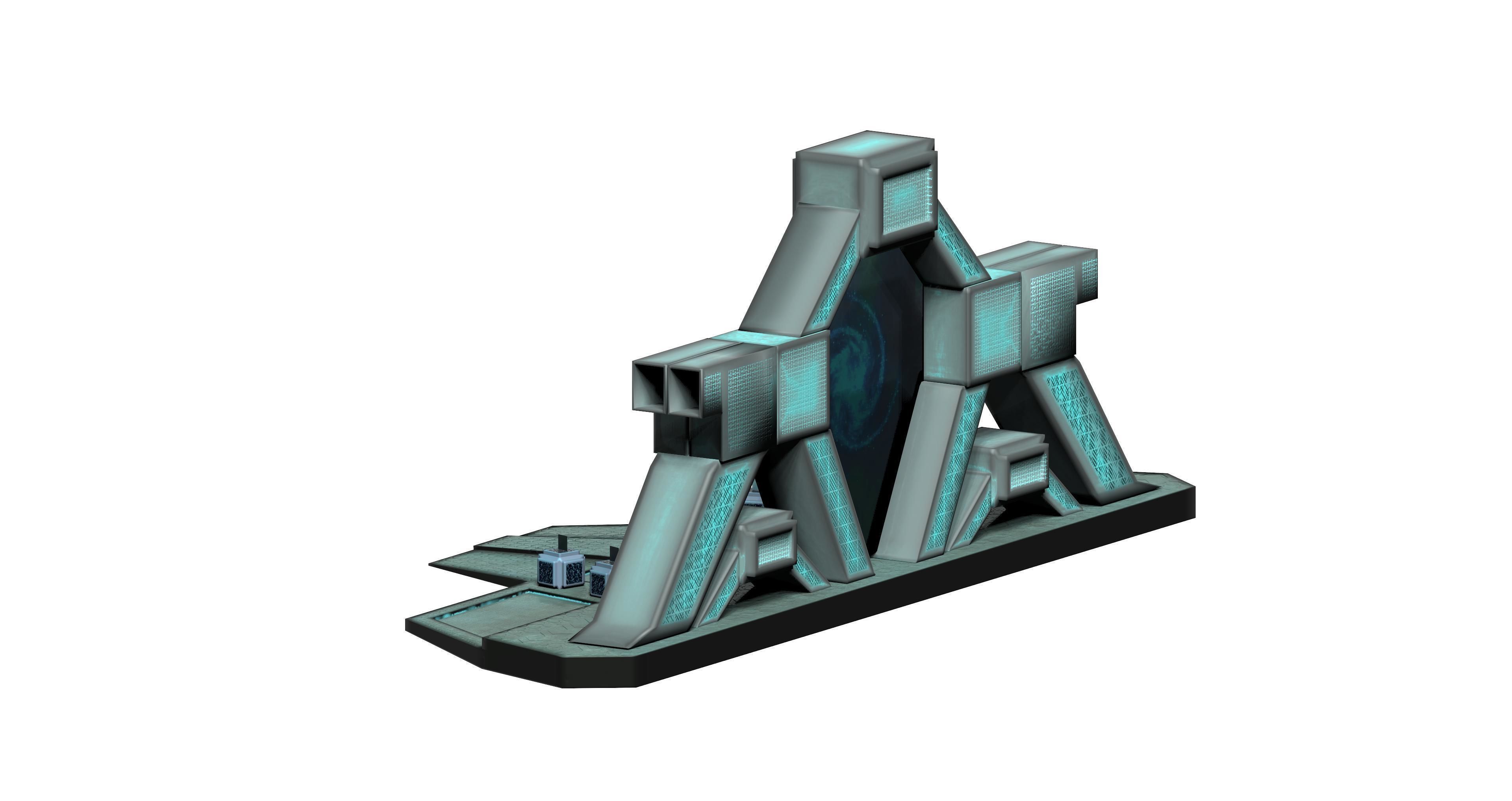 Lowpoly stargate game asset door Low-poly 3D model_3