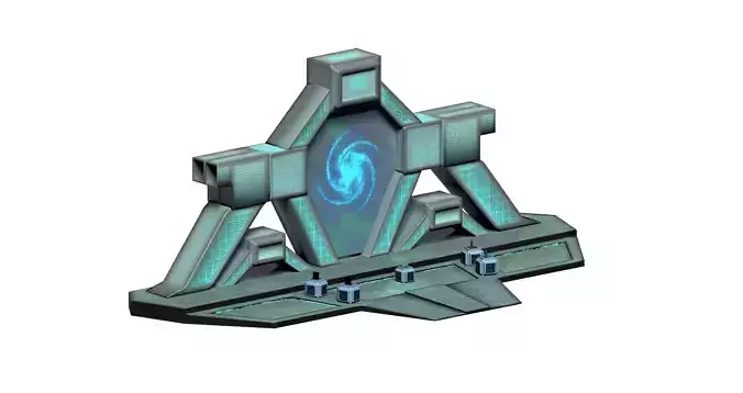 Lowpoly stargate game asset door Low-poly 3D model