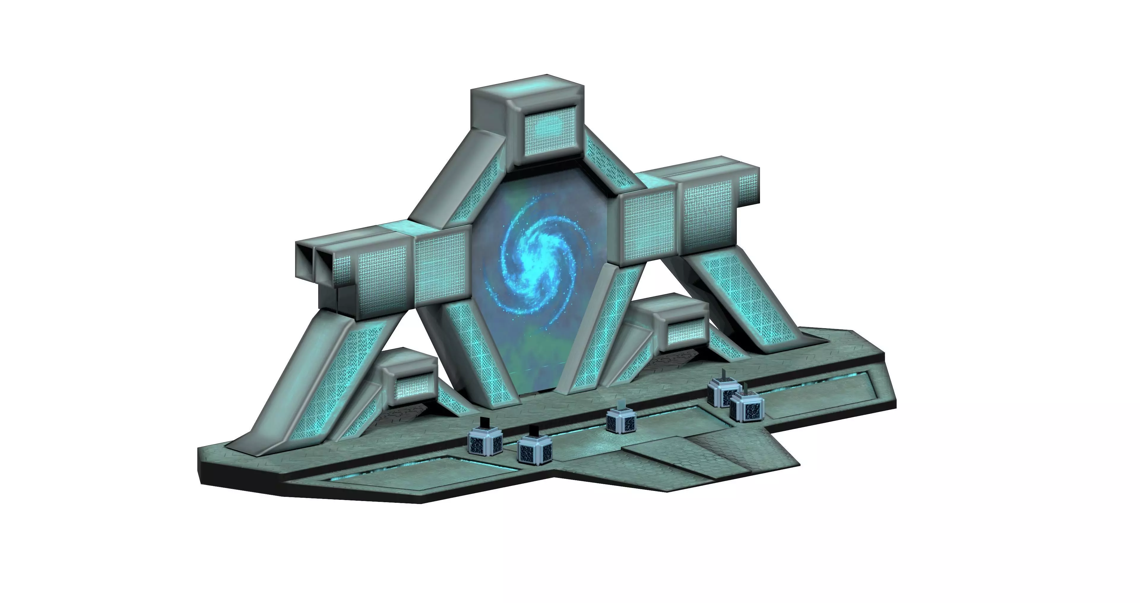 Lowpoly stargate game asset door Low-poly 3D model_0