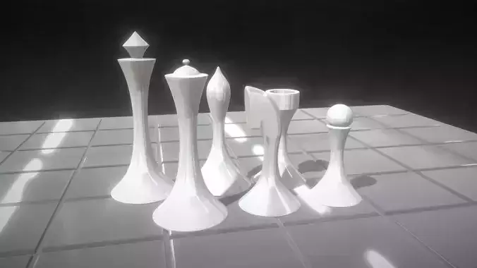 Designed chromatic chess pieces  Complete set