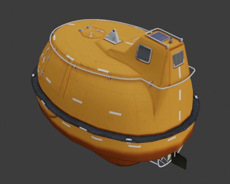 Single Fall Lifeboat Capsule 3D low-poly model Low-poly 3D model_6