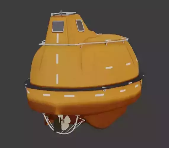 Single Fall Lifeboat Capsule 3D low-poly model Low-poly 3D model
