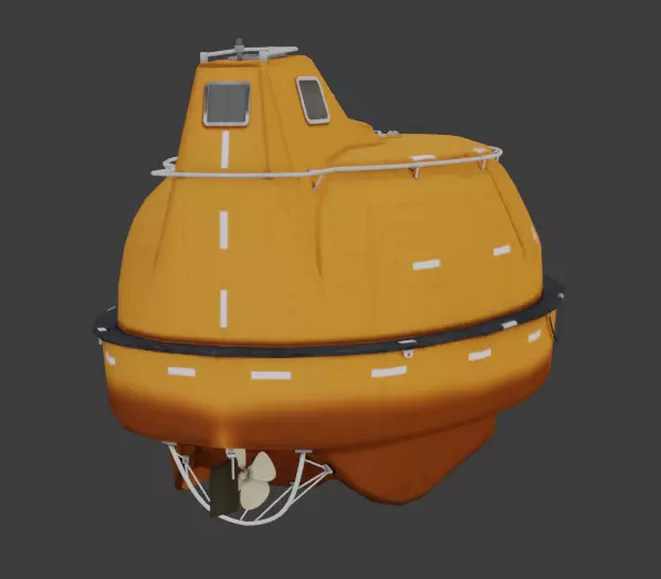 Single Fall Lifeboat Capsule 3D low-poly model Low-poly 3D model_0