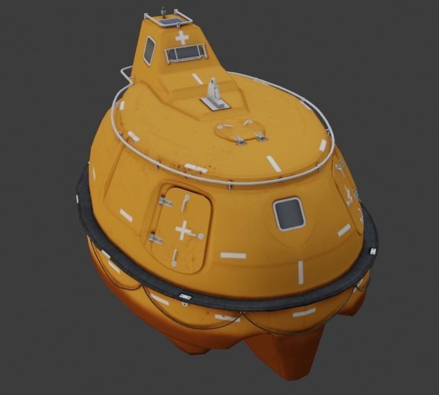 Single Fall Lifeboat Capsule 3D low-poly model Low-poly 3D model_3