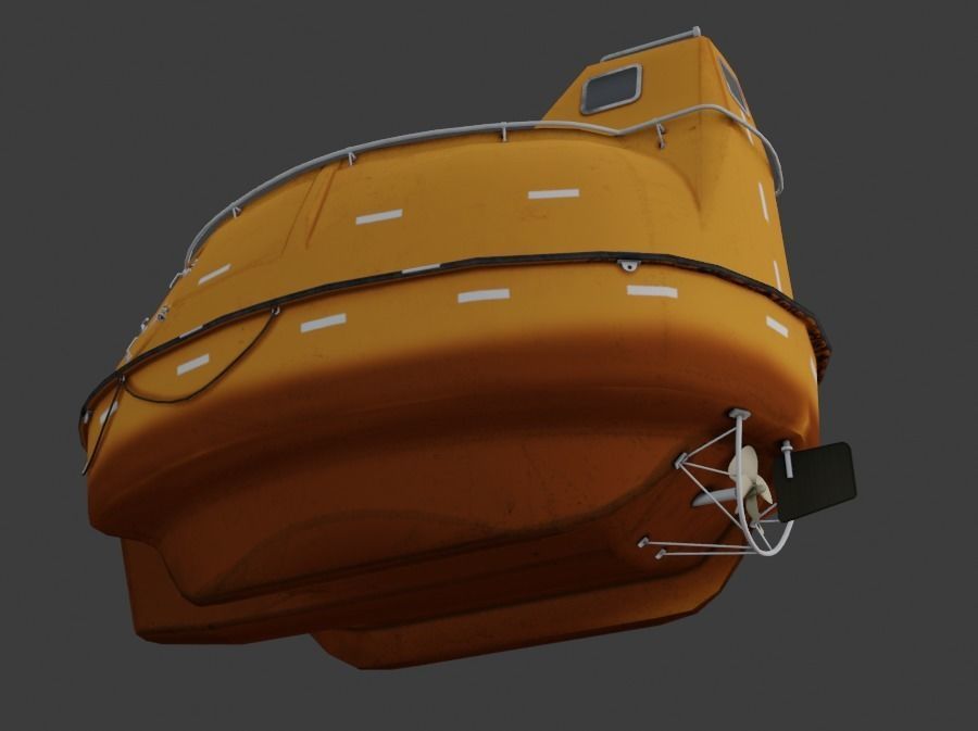 Single Fall Lifeboat Capsule 3D low-poly model Low-poly 3D model_1