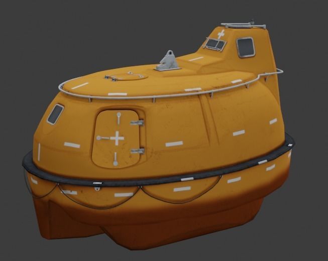 Single Fall Lifeboat Capsule 3D low-poly model Low-poly 3D model_4