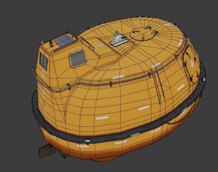 Single Fall Lifeboat Capsule 3D low-poly model Low-poly 3D model_10