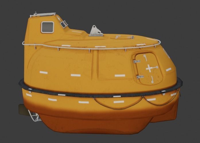 Single Fall Lifeboat Capsule 3D low-poly model Low-poly 3D model_2