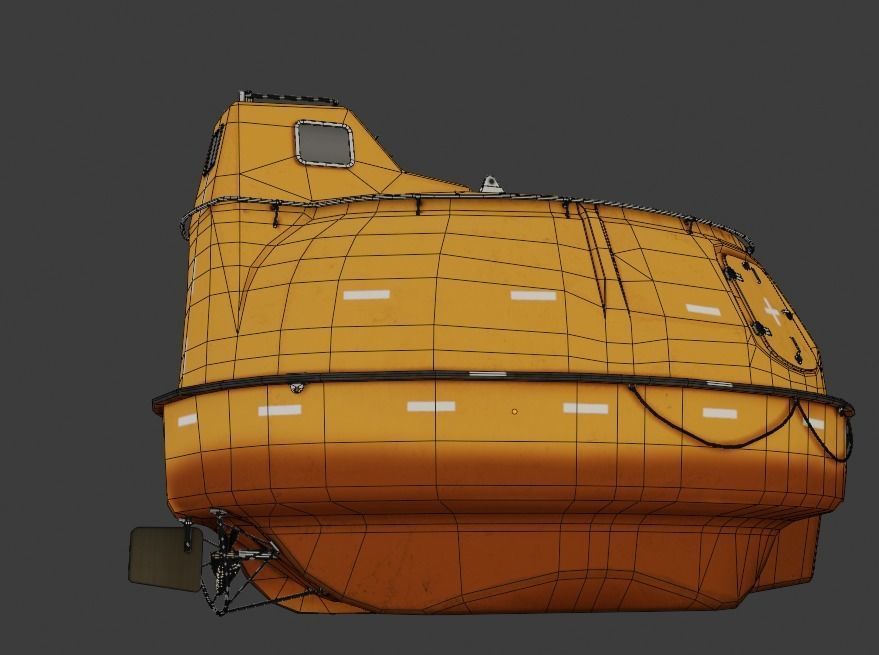 Single Fall Lifeboat Capsule 3D low-poly model Low-poly 3D model_9