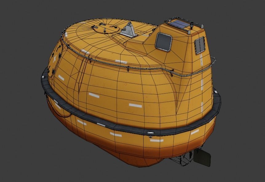 Single Fall Lifeboat Capsule 3D low-poly model Low-poly 3D model_7
