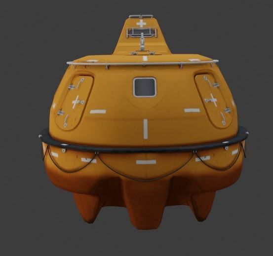 Single Fall Lifeboat Capsule 3D low-poly model Low-poly 3D model_5