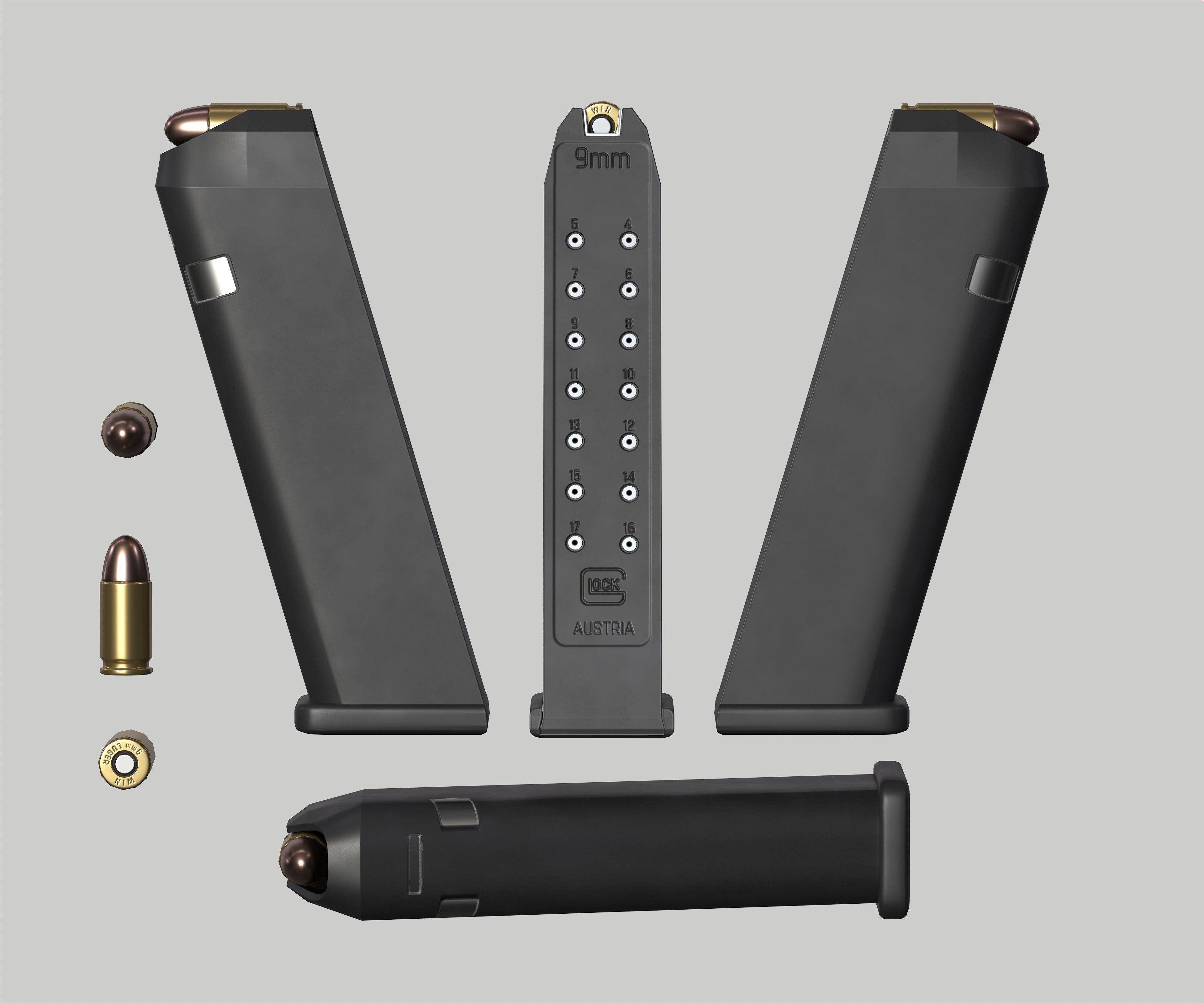 Glock 17 Pistol Low-poly 3D model_10