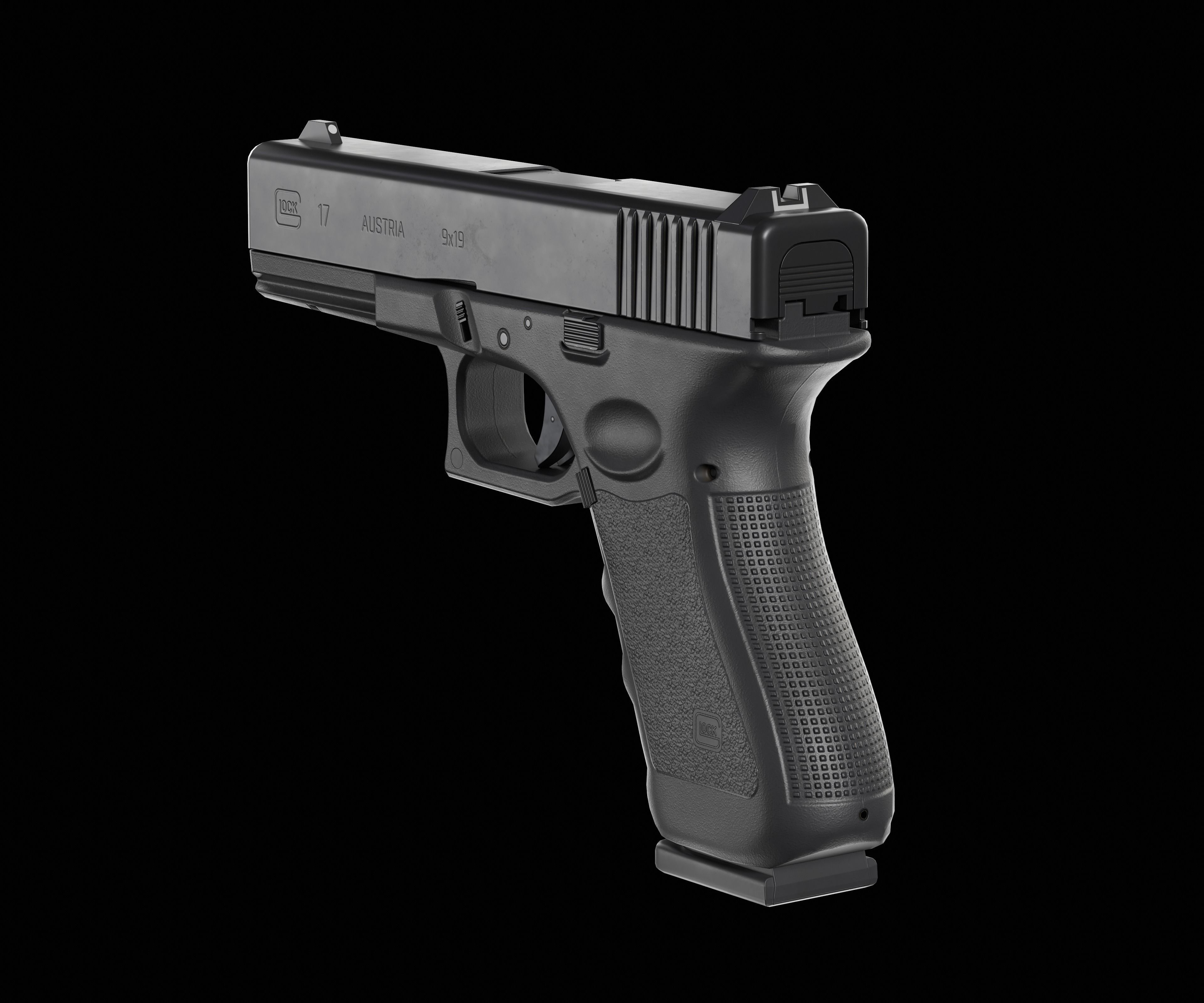 Glock 17 Pistol Low-poly 3D model_4