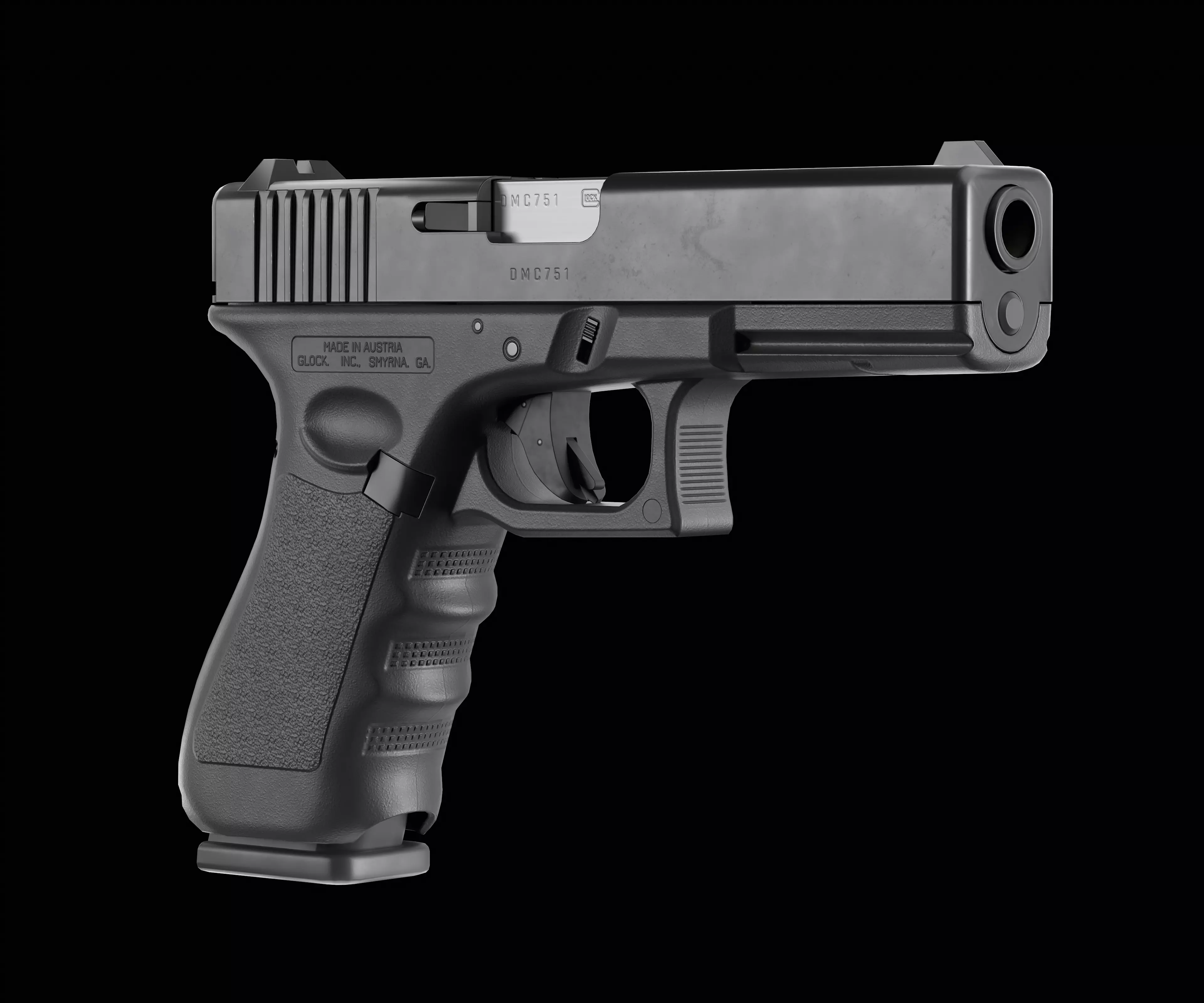 Glock 17 Pistol Low-poly 3D model_0