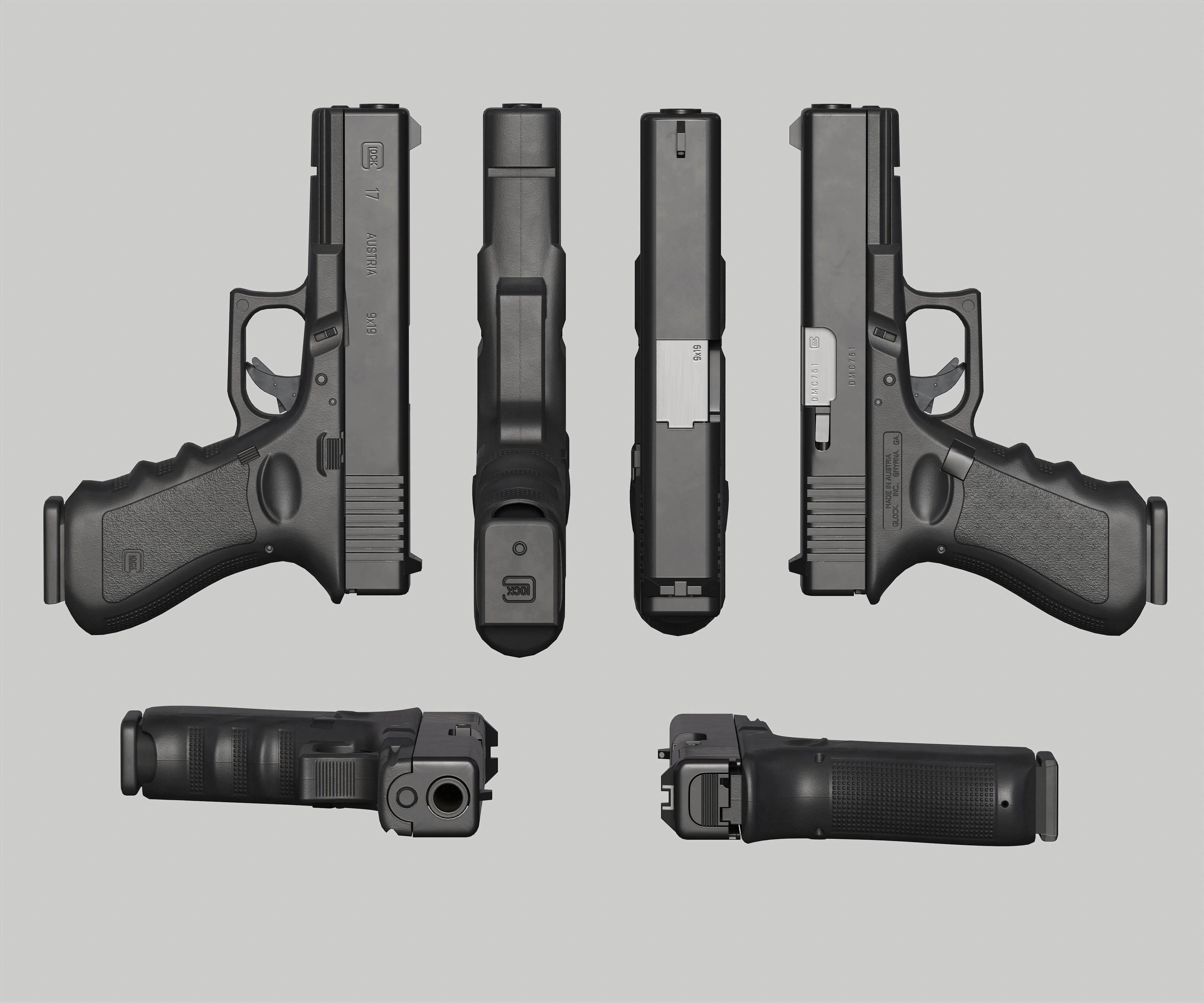 Glock 17 Pistol Low-poly 3D model_9