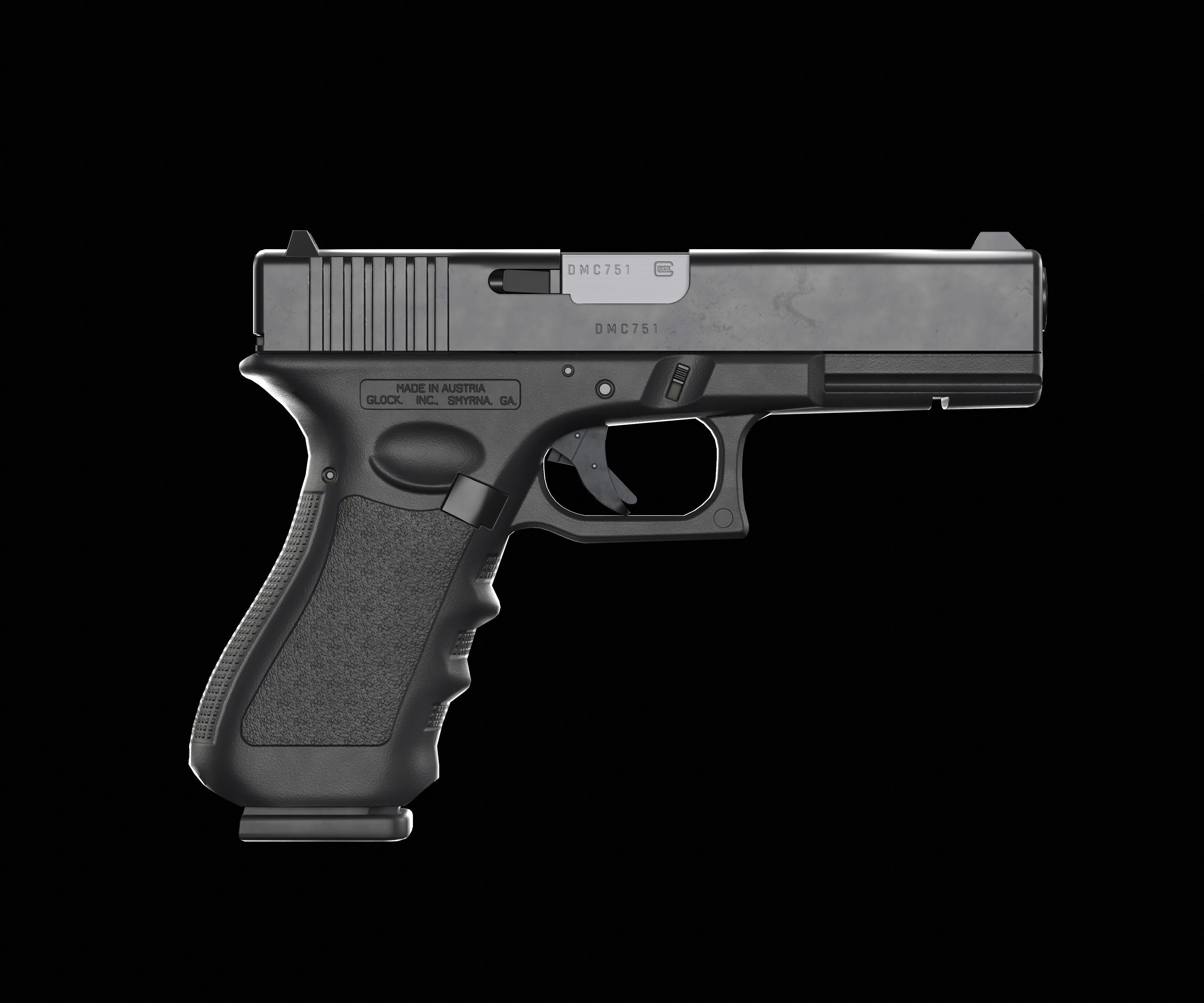 Glock 17 Pistol Low-poly 3D model_6