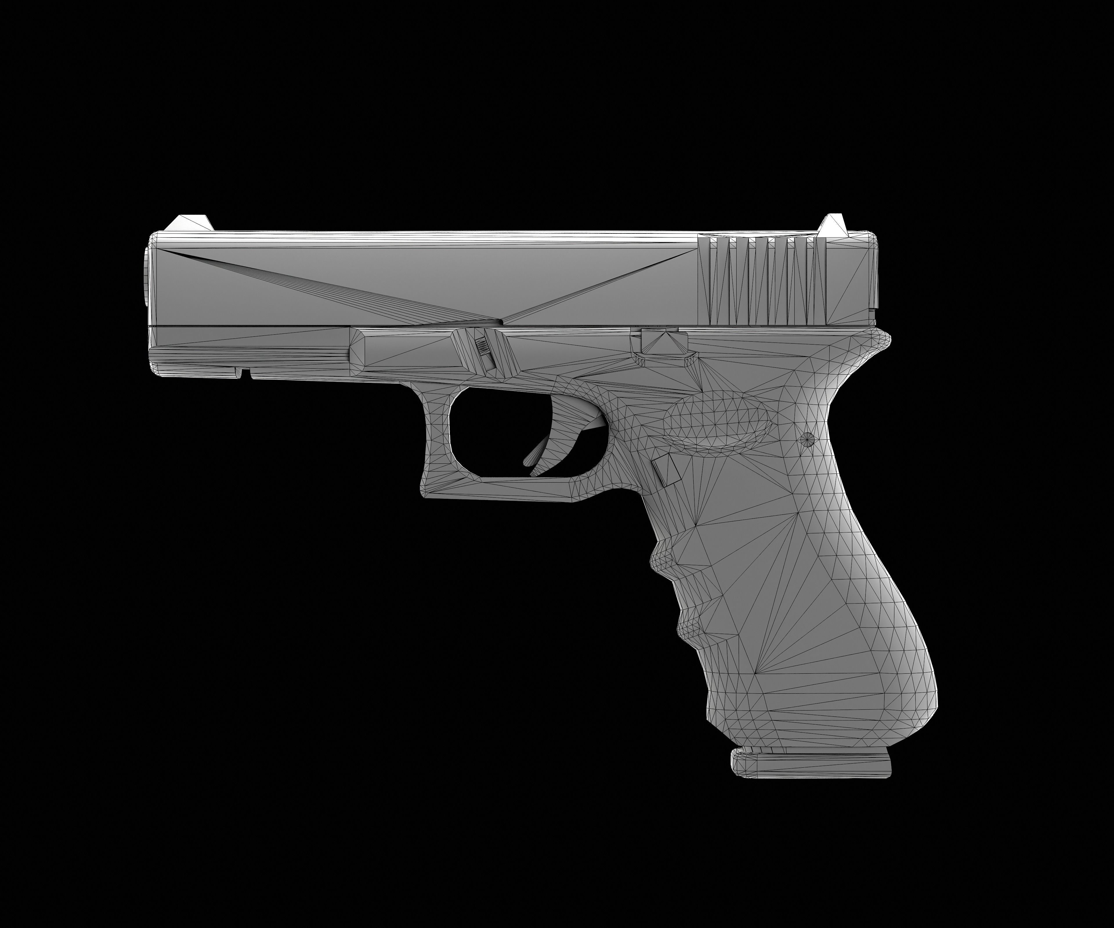 Glock 17 Pistol Low-poly 3D model_14