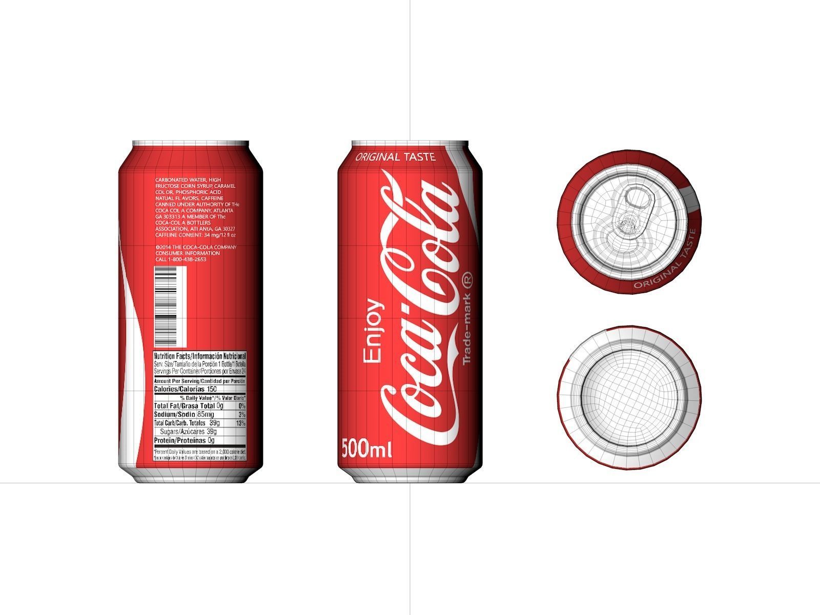  Coca Cola Can 500ml  Low-poly 3D model_5