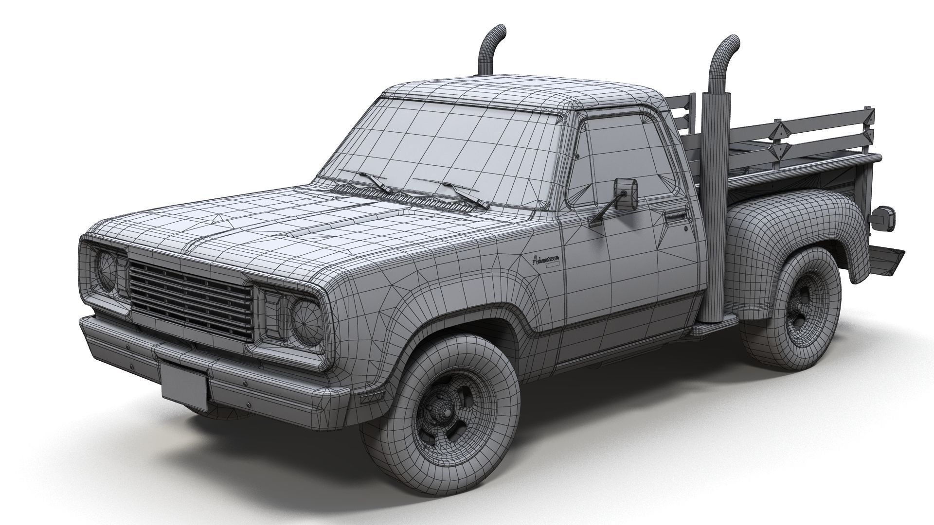 1976 Dodge Lil Red Express truck Low-poly 3D model_9