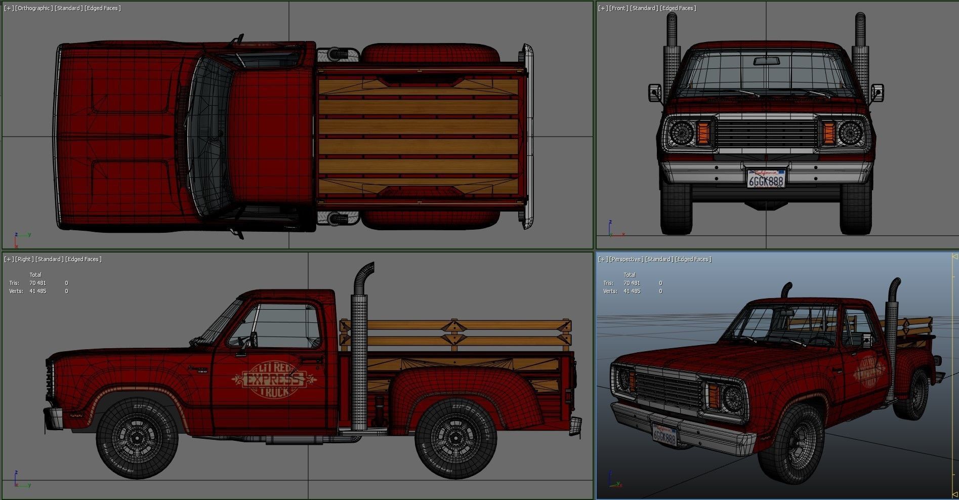 1976 Dodge Lil Red Express truck Low-poly 3D model_41